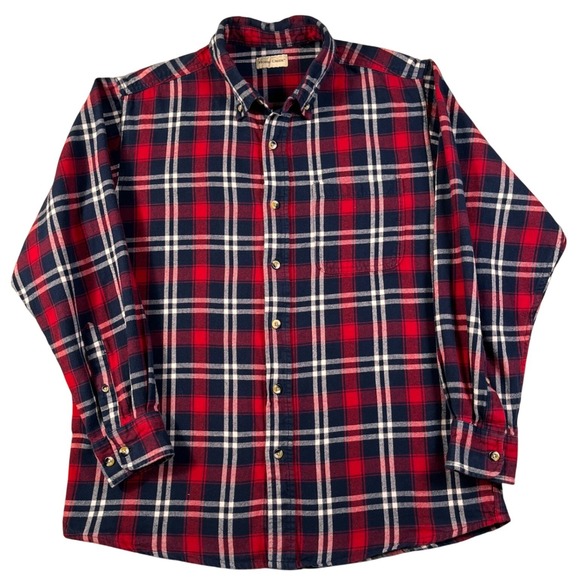 Hobbs Creek Other - Hobbs Creek Red Navy Plaid Flannel Shirt Men's Large 100% Cotton Button Up